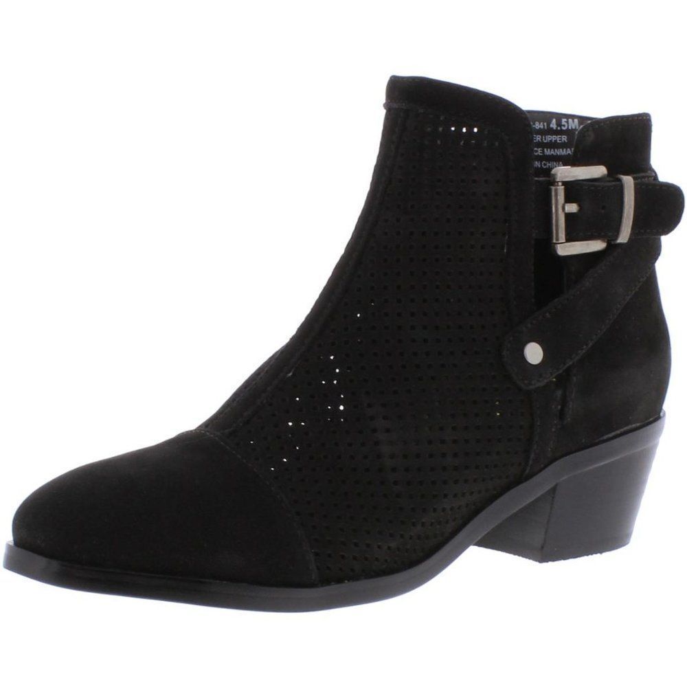 David Tate | Nubuck Black Suede Side Buckle Booties